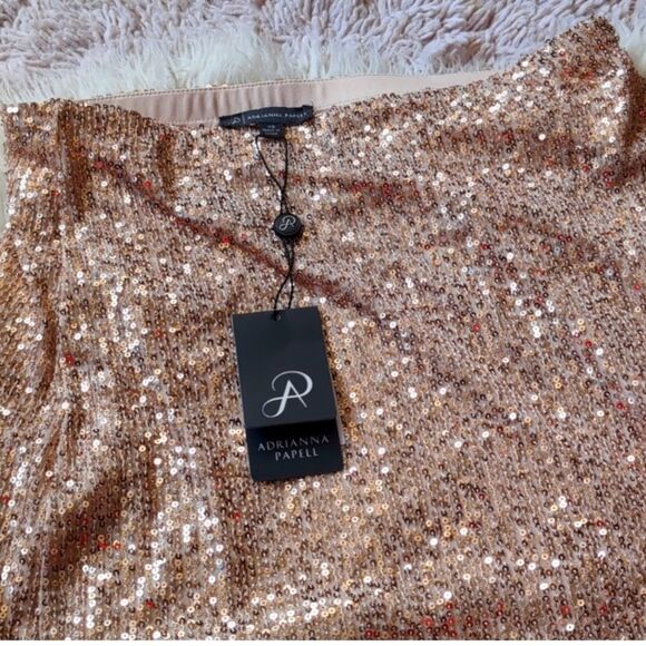 Adrianna pappell Sequin rose Gold Skirt xs NWT - Picture 3 of 11